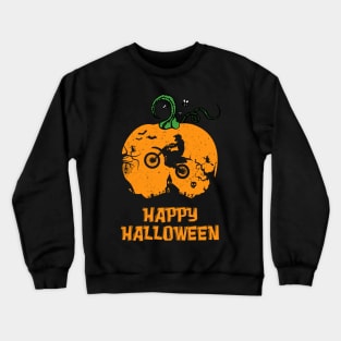 Halloween Motocross Dirt Bike Pumpkin Crewneck Sweatshirt